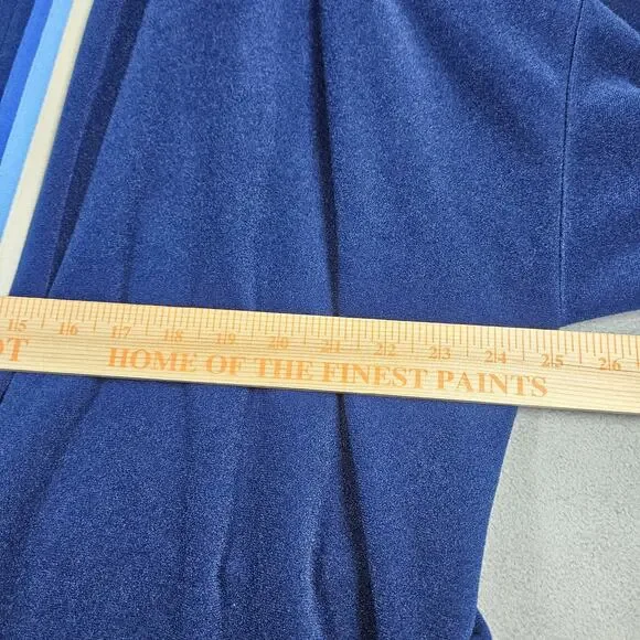 VTG Vanity Fair For Him Mens L-XL Robe Navy Blue Velour Calf Length Tie Belt USA - Picture 10 of 13